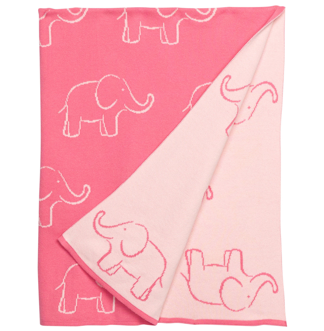Little English classic reversible blanket with pink elephant motifs, for little girl 