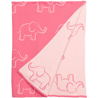 Little English classic reversible blanket with pink elephant motifs, for little girl 