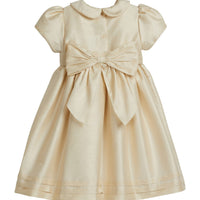 Little English traditional children's clothing, girl's champagne peter pan formal dress with sash
