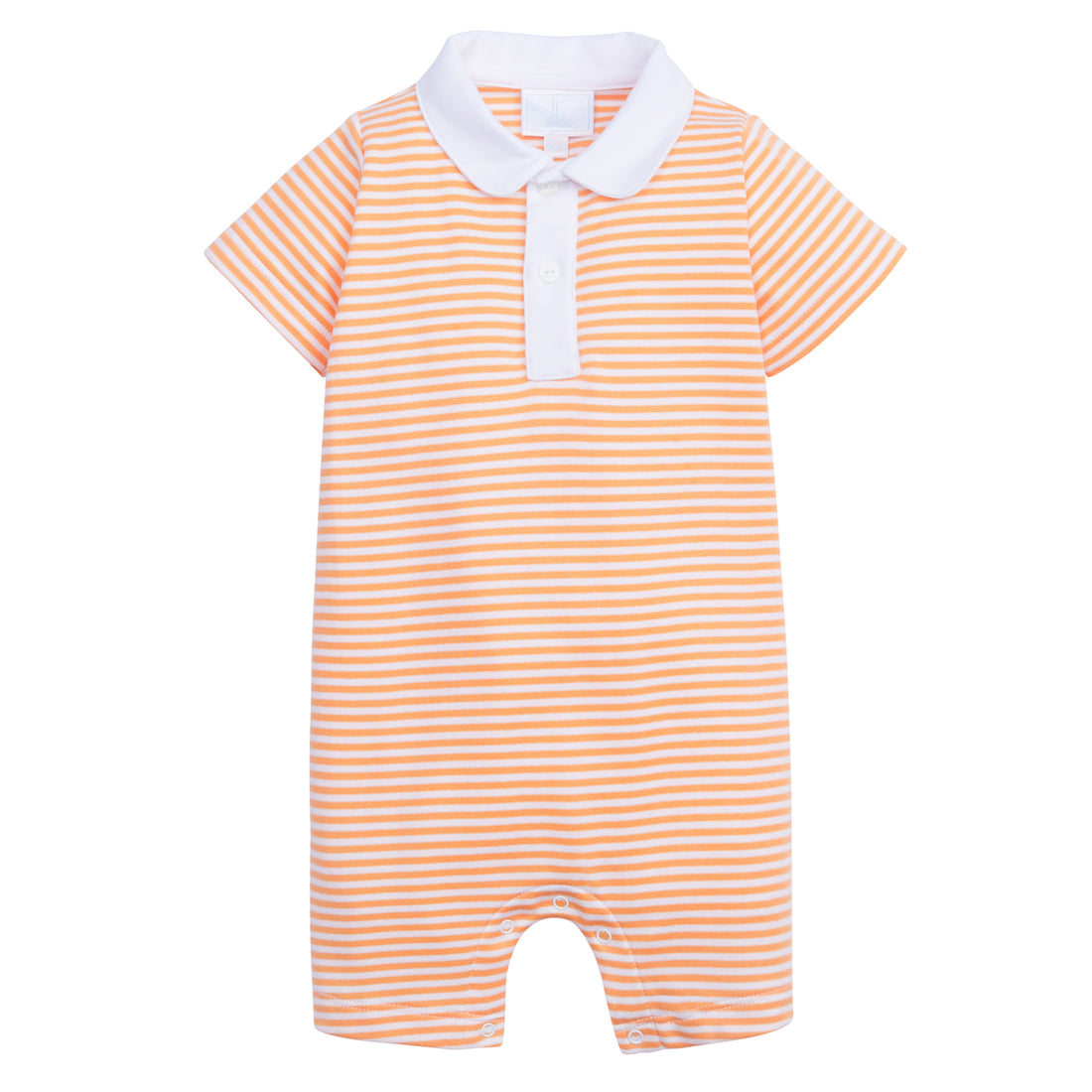 Little English traditional clothing for boys, orange striped knit romper with peter pan collar for spring