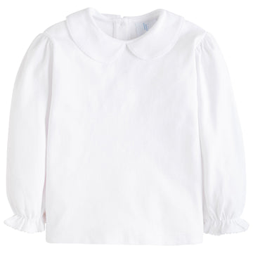 little english classic childrens clothing white blouse with white picot trim