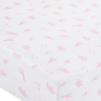 Little English classic pima bed sheet with pink safari animal motifs, for baby girl nursery 