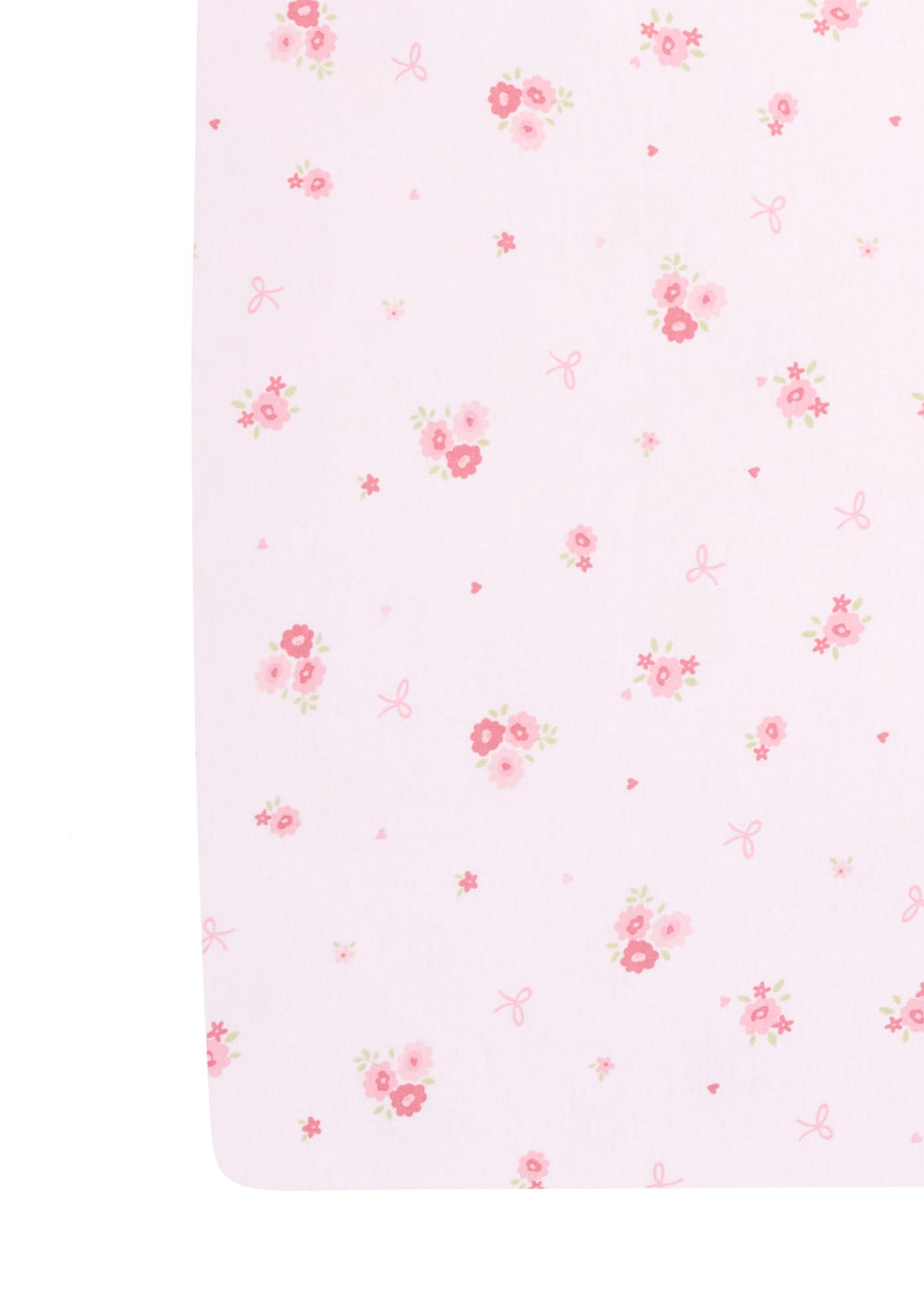 Little English classic pima bed sheet with pink primrose floral motifs, for baby girl nursery 