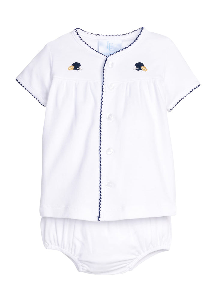 Football Helmet Pinpoint Layette Knit Set