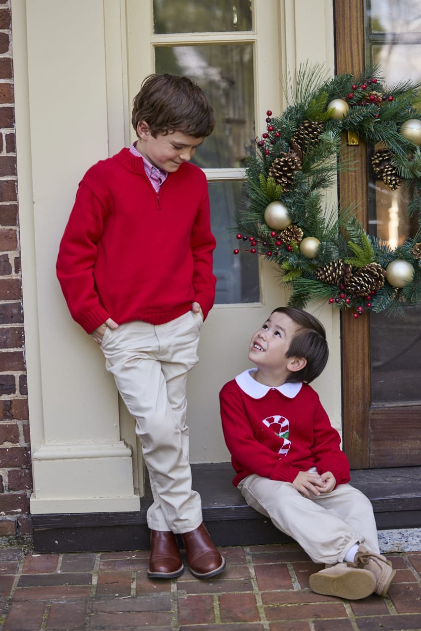 little english classic childrens clothing boys white shirt with peter pan collar and red piping on collar