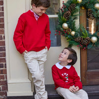 little english classic childrens clothing boys white shirt with peter pan collar and red piping on collar