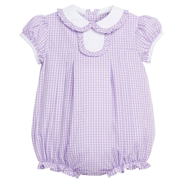 Little English classic children's clothing,  peter pan bubble for baby girl in Lavender Gingham for Spring