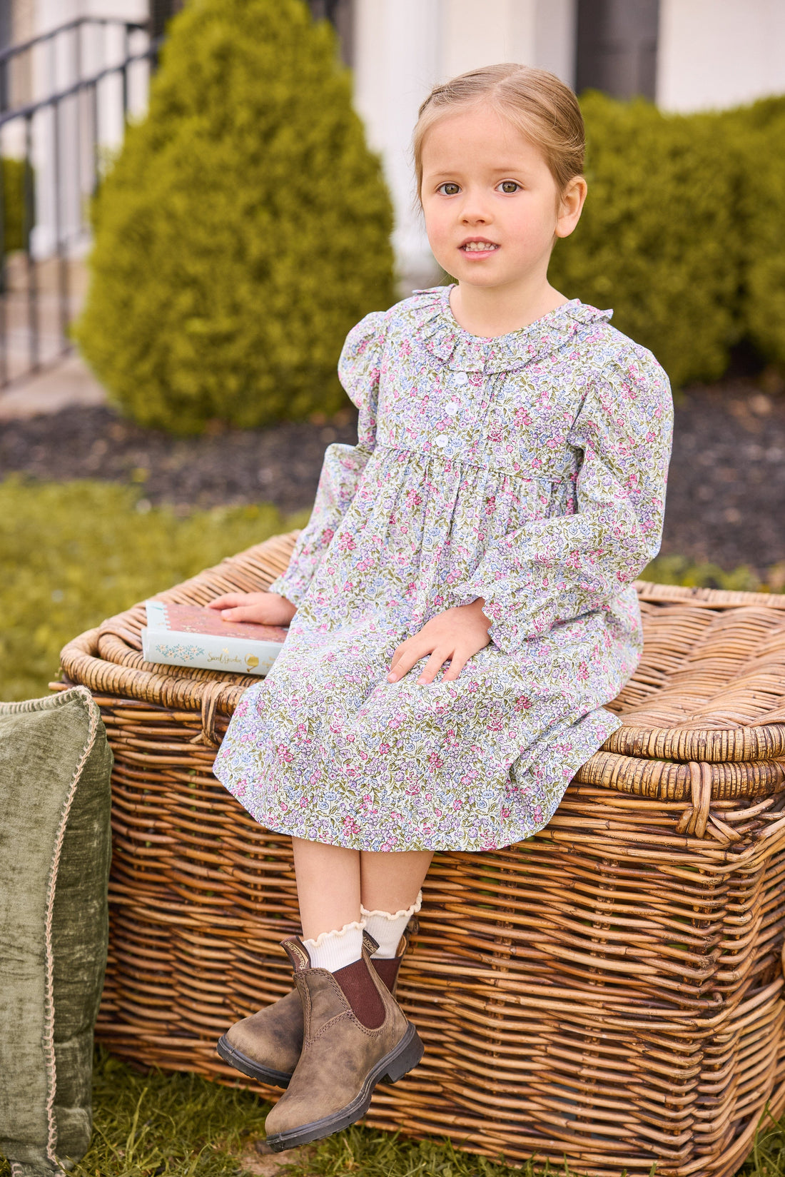 Pleated Caroline Dress - Lavender Gables Floral Pleated Caroline Dress - Lavender Gables Floral