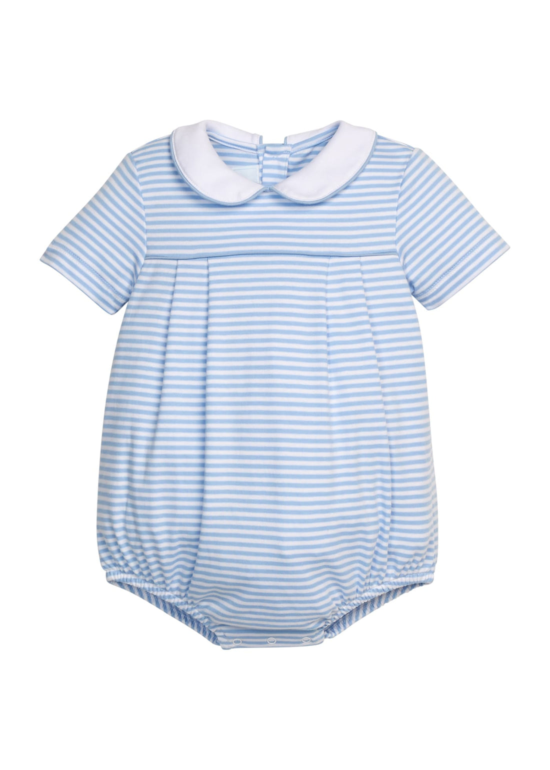 Little English classic pleated peter pan bubble in light blue stripe, for baby boy 