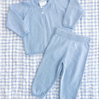 Pointelle Knit Set - Light Blue