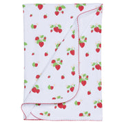 Little English baby's knit blanket with strawberryprint