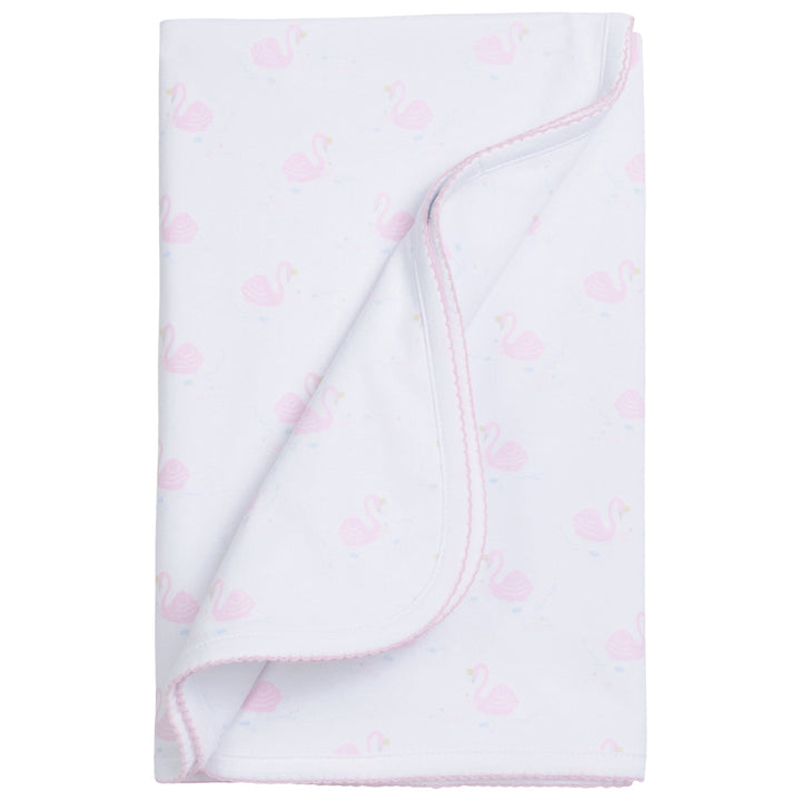 little english classic childrens clothing pima cotton blanket with swan print