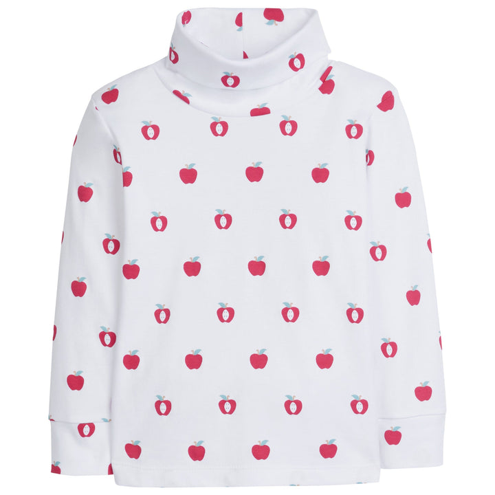 little english classic childrens clothing unisex white turtleneck with printed apples