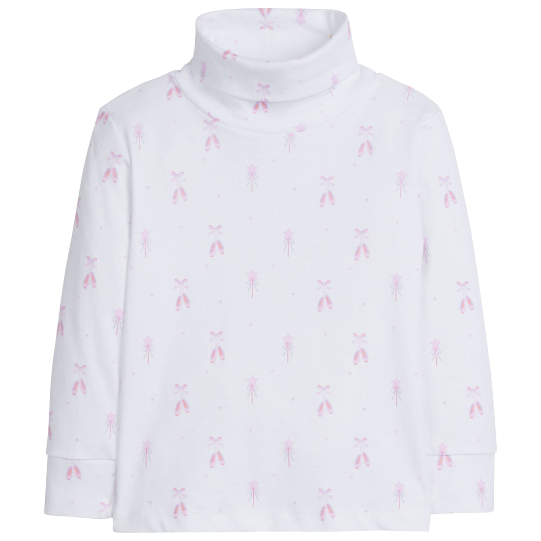 little english classic childrens clothing girls printed white turtleneck with ballet motif
