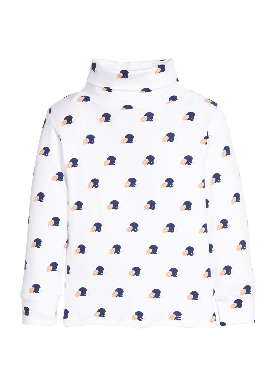 printed turtleneck with footballs & navy helmets, Little English classic boy&