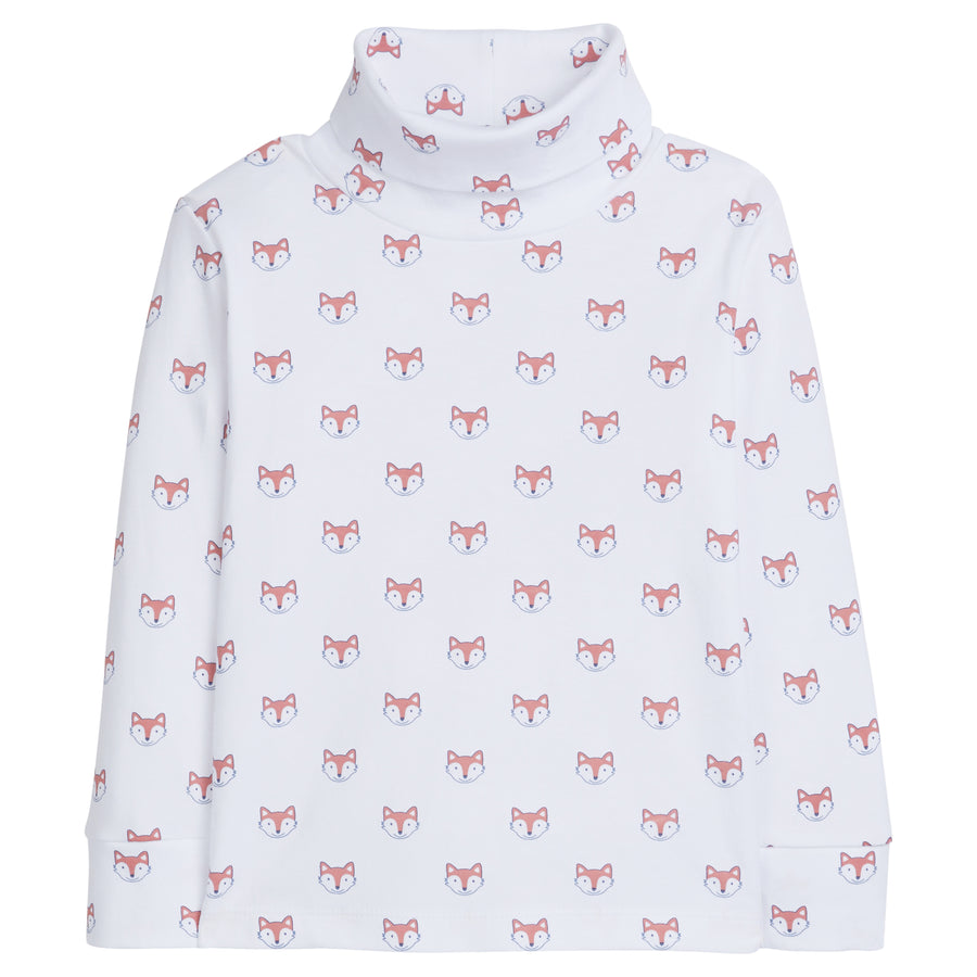 Little English signature printed turtleneck with fox face design for boys and girls