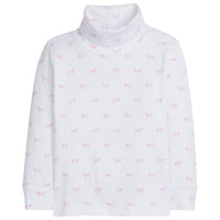 Little English classic toddler girl white turtleneck with pink lab print