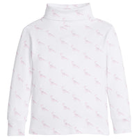 little english classic children's clothing girls white turtleneck with pink dinosaur print 