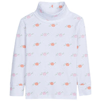 little english classic childrens clothing girls turtleneck with printed pink and orange pumpkins