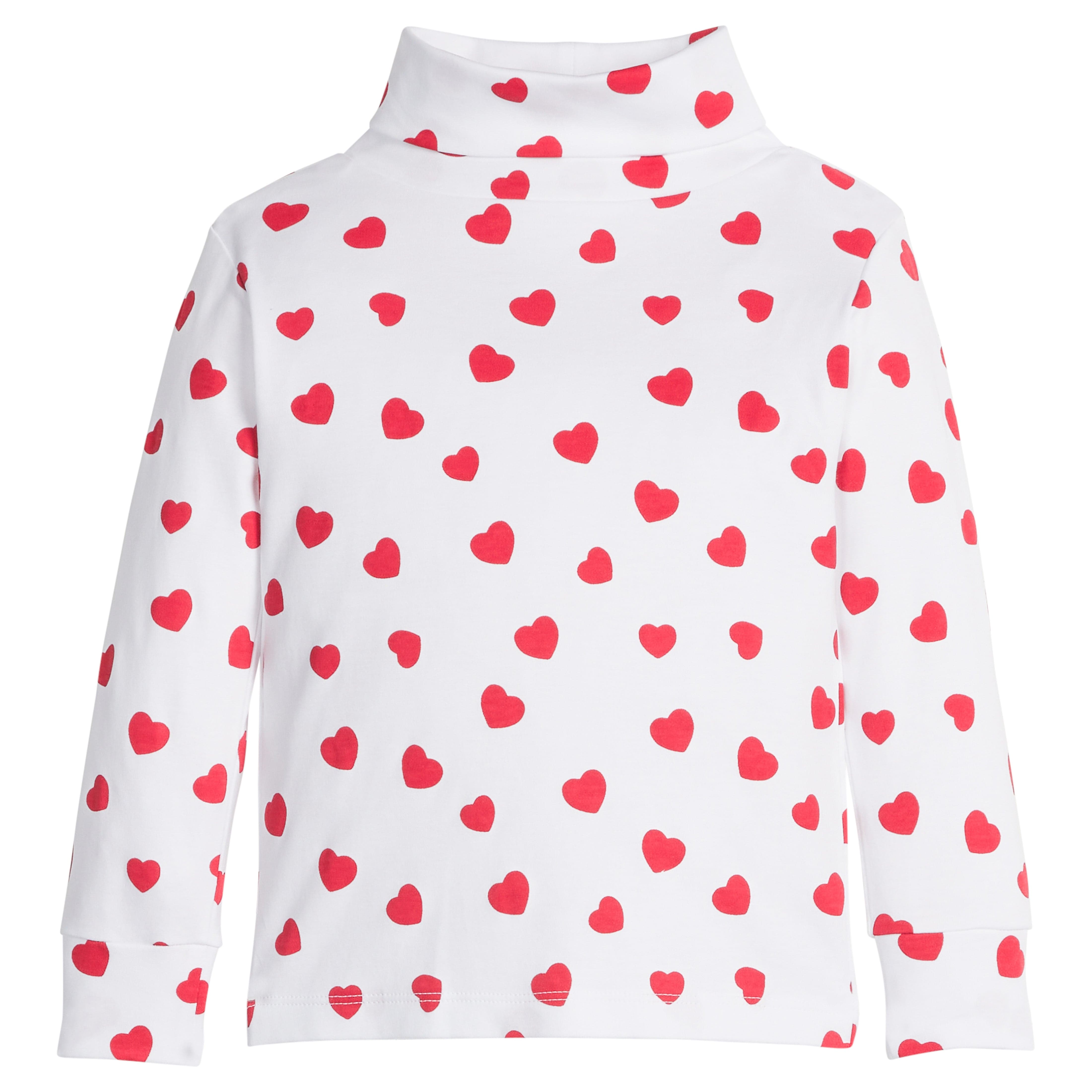 Kids Printed Turtleneck - Red Hearts | Little English