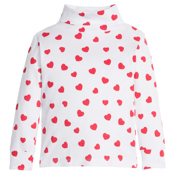 little english classic children's clothing girls white turtleneck with red heart print 