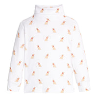 Little English classic children's clothing. White knit turtleneck with seated lab print 