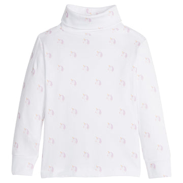 little english classic children's clothing girls white turtleneck with unicorn print 