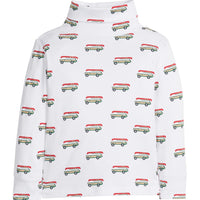 little english classic children's clothing boys white turtleneck with green and red wagoneer print 