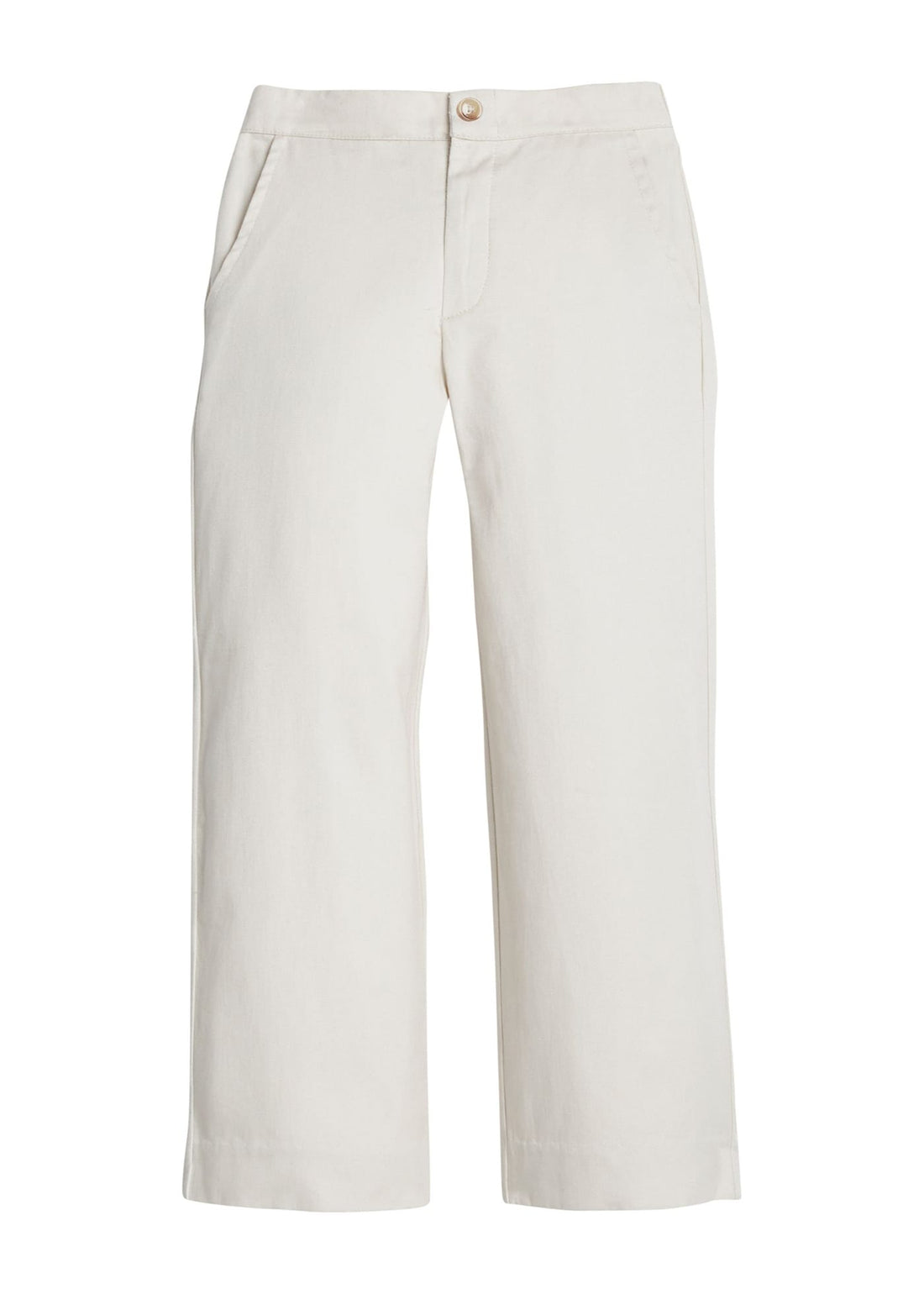 Little English classic pull on pants for little boys. Khaki twill pant with elastic waistband in back and faux button front.
