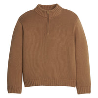 little english classic children's clothing boys chestnut brown quarter zip sweater for fall 