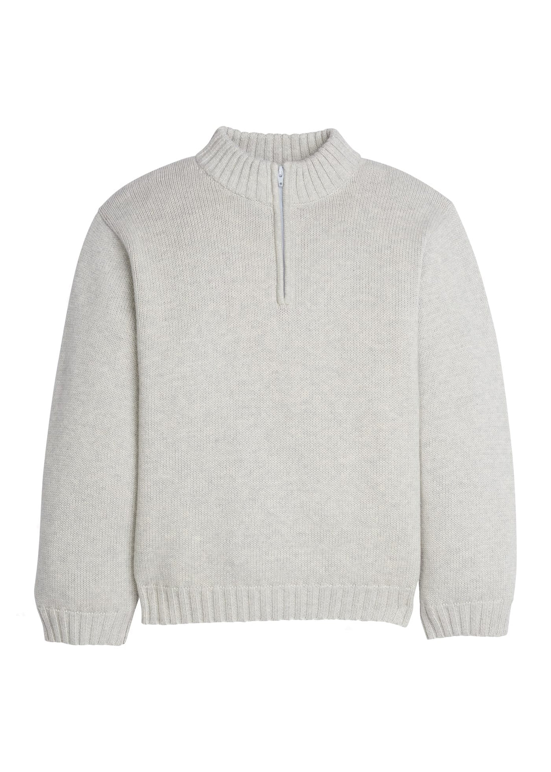 Little English classic childrens clothing tween boy quarter zip sweater in light gray color