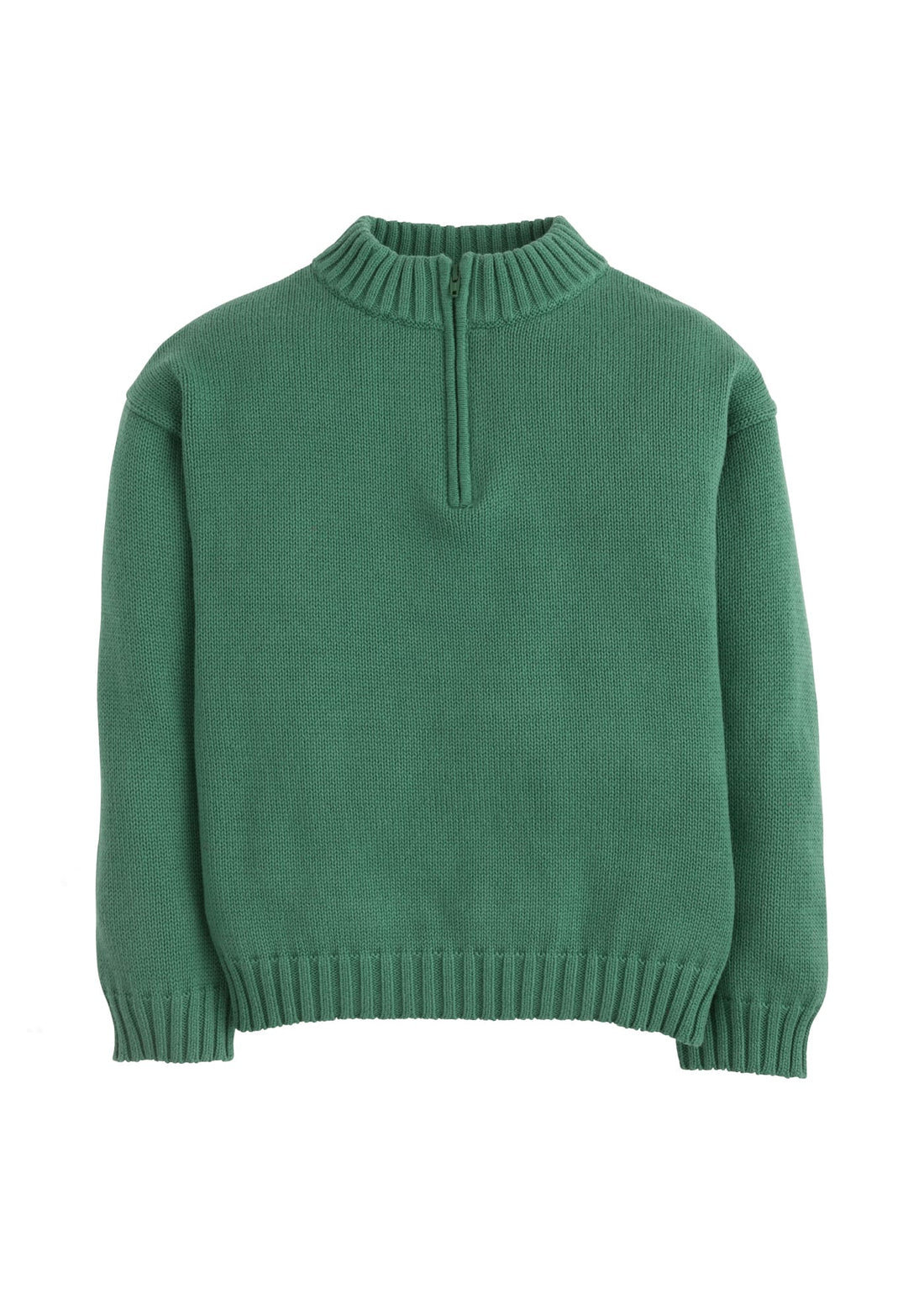 Little English classic childrens clothing, boys hunter green quarter zip sweater
