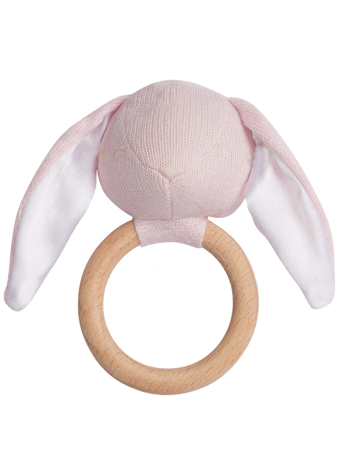 Little English, giftable nursery accessory, light pink bunny baby rattle for Spring