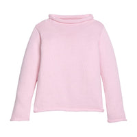 little english classic children's clothing light pink roll neck sweater for girls 