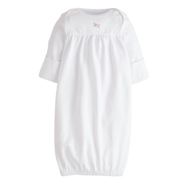 Little English classic pinpoint newborn gown with rose motif for baby girl