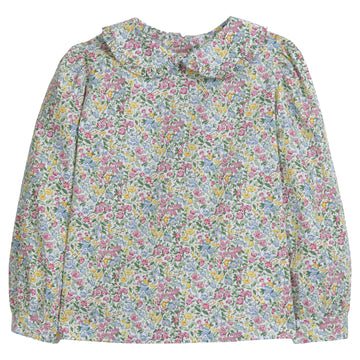 little english classic childrens clothing girls floral blouse with peter pan ruffled collar