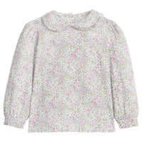 little english classic children's clothing girls long sleeve peter pan blouse in lavender floral for fall 