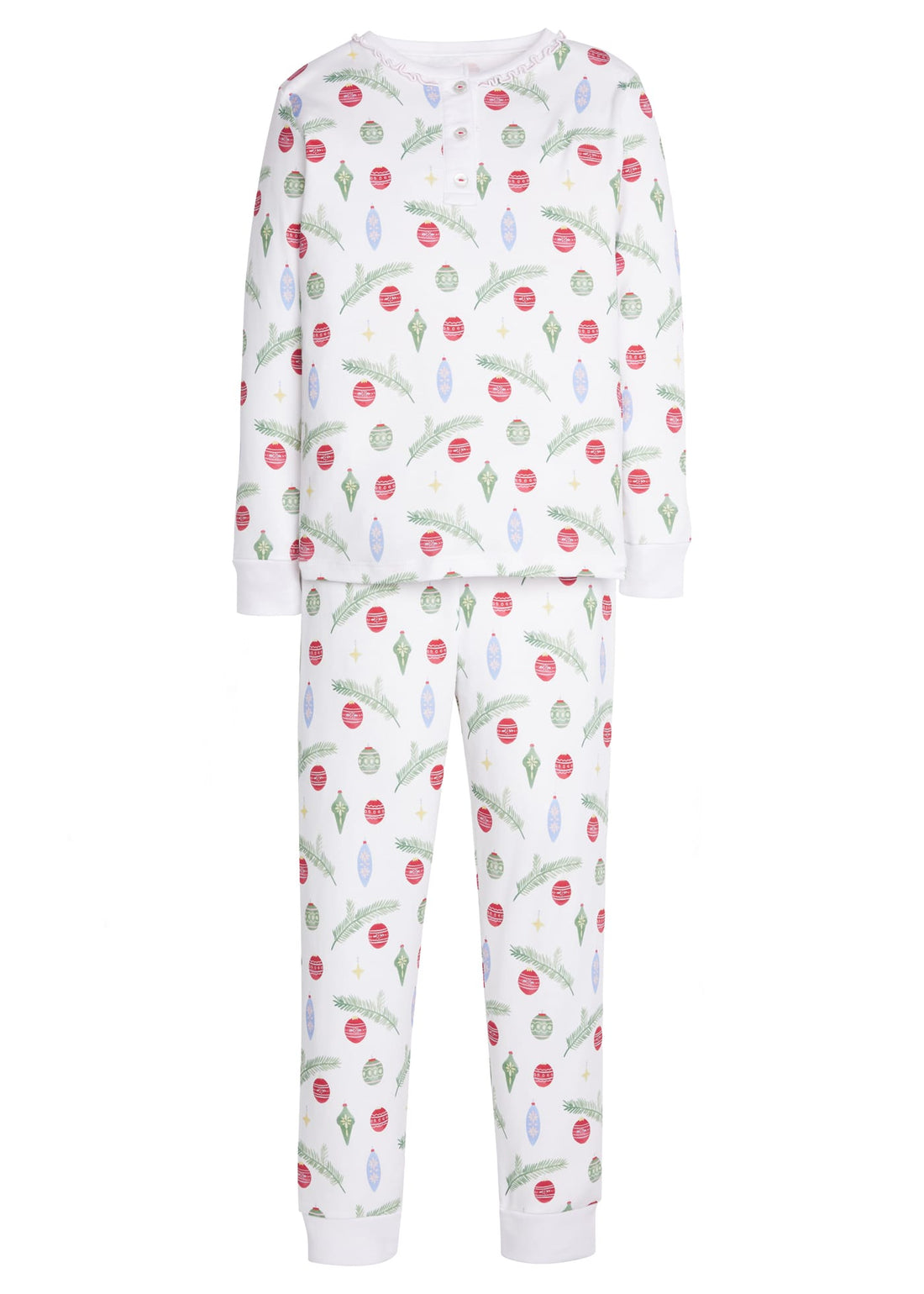 Little English Classic Ruffled Printed Pajamas with ornament print for little girl