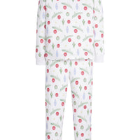 Little English Classic Ruffled Printed Pajamas with ornament print for little girl