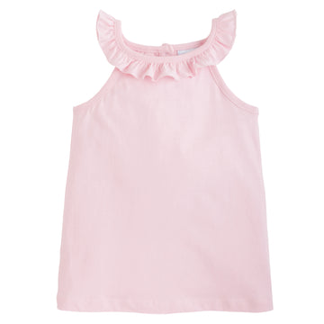 Little English classic children's clothing, girl's knit tank top with ruffled collar in light pink