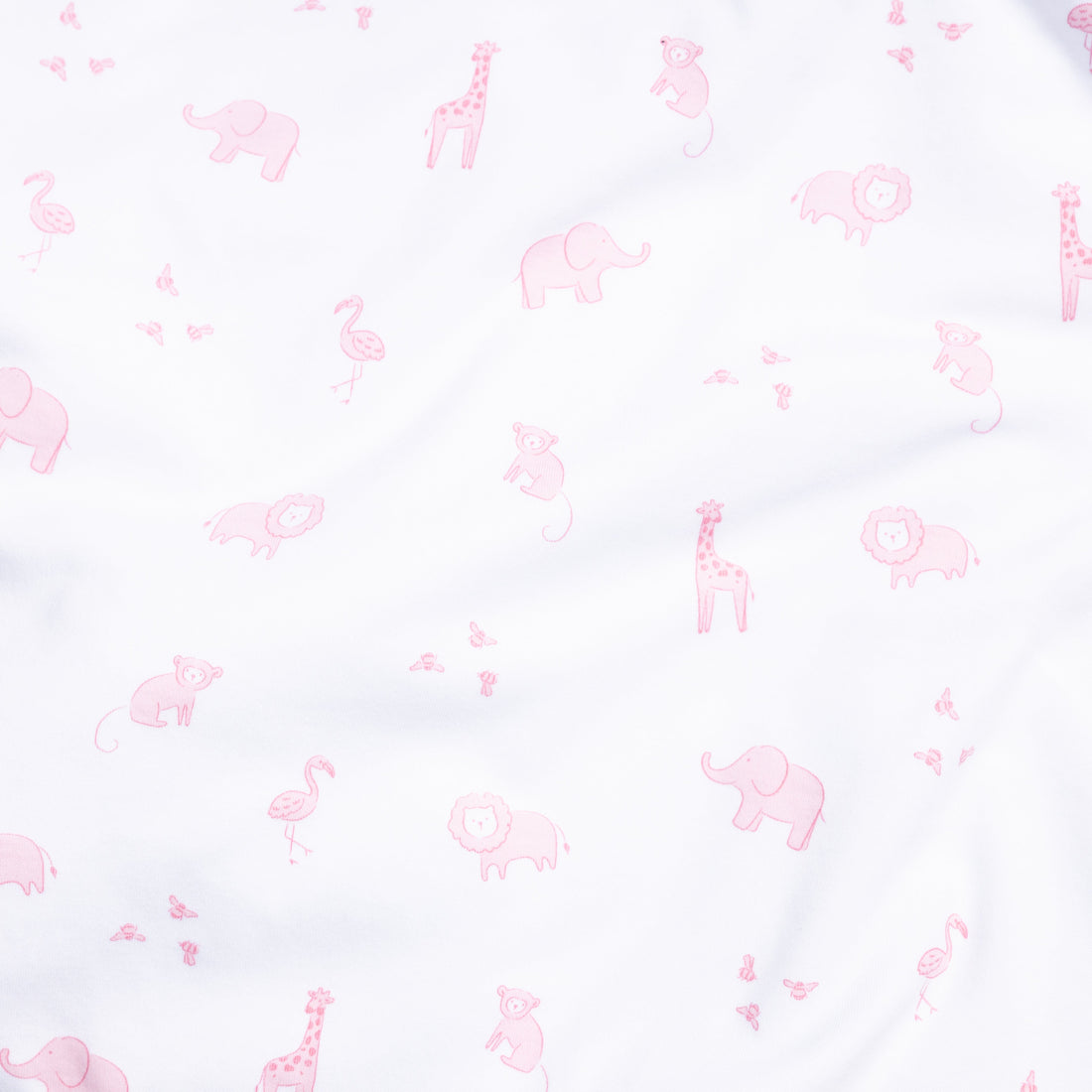 Little English pima cotton fabric with pink safari animals
