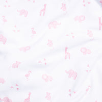 Little English pima cotton fabric with pink safari animals
