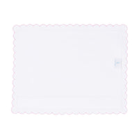 Little English baby pillow case with scallop edge trimmed in light pink embroidery, nursery goods for baby