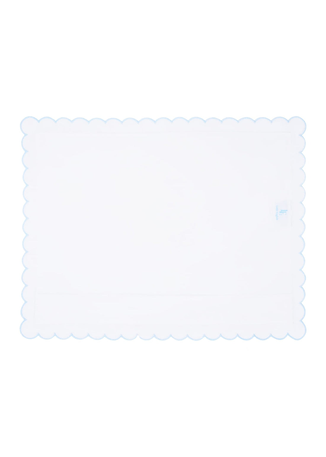 Little English baby pillow case with scallop edge trimmed in light blue embroidery, nursery goods for baby