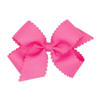 Little English traditional children's clothing.  Girl's hot pink scallop edged hair bow for Spring