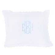 Little English baby pillow case with scallop edge trimmed in white embroidery, nursery goods for baby