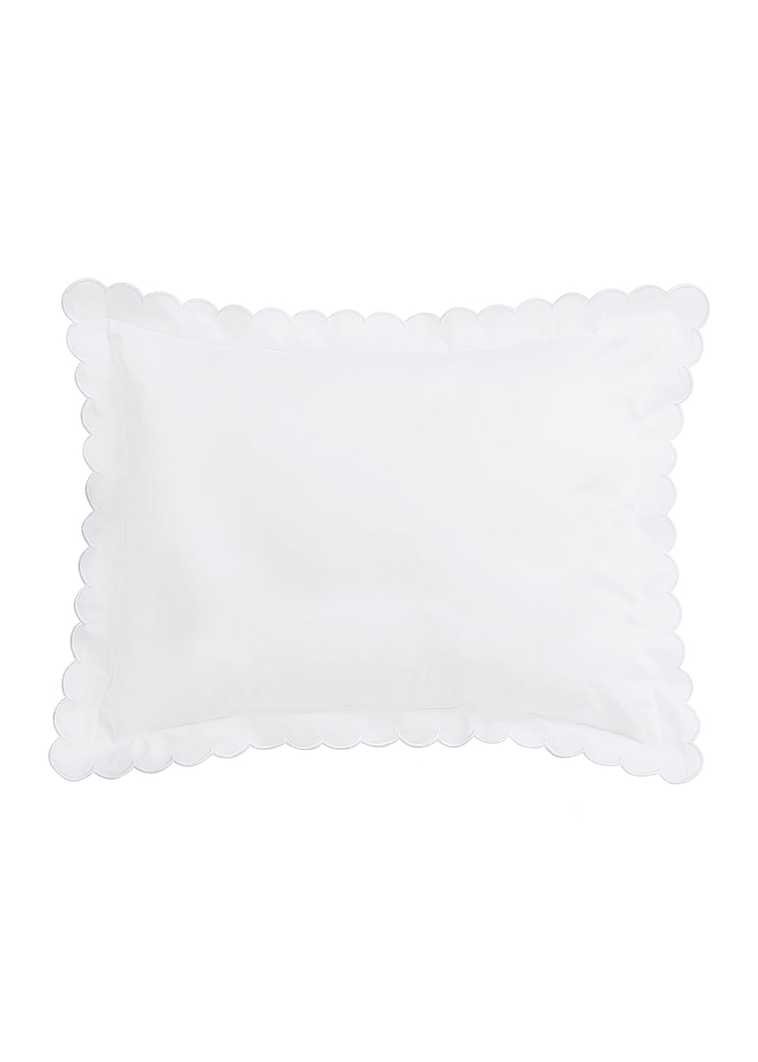 Little English baby pillow case with scallop edge trimmed in white embroidery, nursery goods for baby