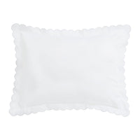 Little English baby pillow case with scallop edge trimmed in white embroidery, nursery goods for baby