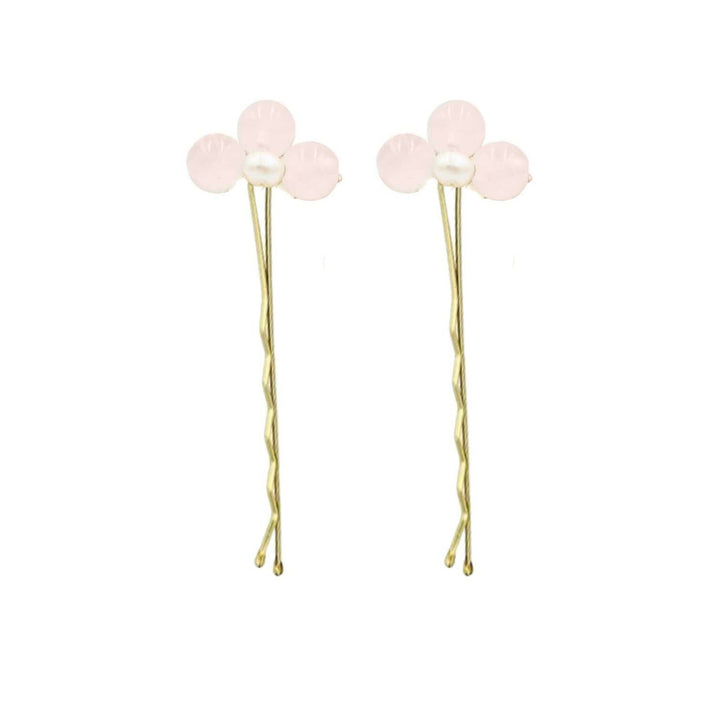 Little English and Hazen and Co jewelry girl's rose quartz bobby pin set