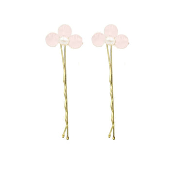Little English and Hazen and Co jewelry girl's rose quartz bobby pin set